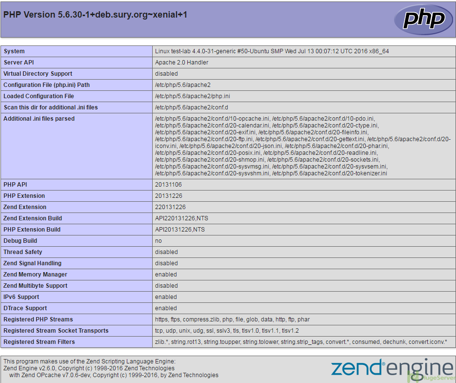 ubuntu lam stack php5 test page info.php