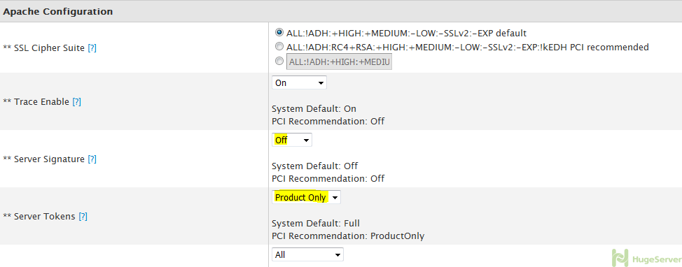 prod only server tokens server signature