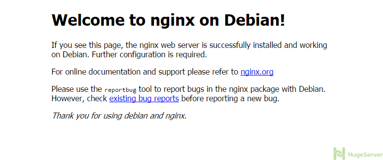 Nginx welcome page debian 8