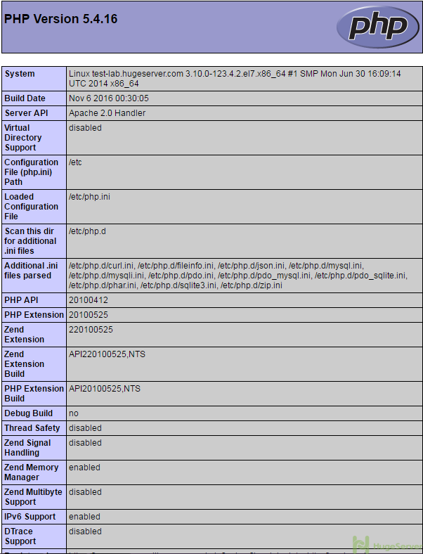 php info page test centos7