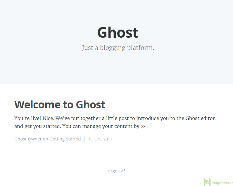 Ghost Wellcome Page