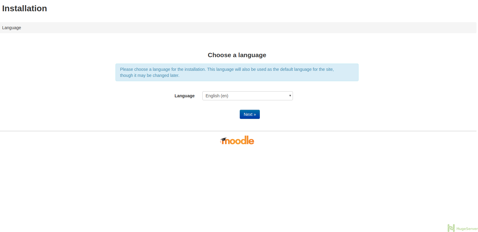 Moodle Setup: Choose a Language